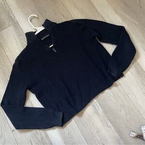 Brandy Melville Sweater quarter zip crop womens Navy Blue (one size) preppy